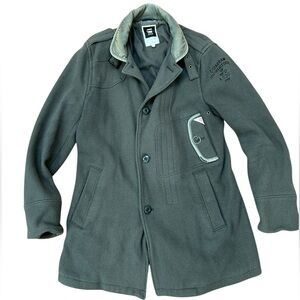 G-Star Raw Jacket Mens Large  Decoy Wool Garber Trench Military Green